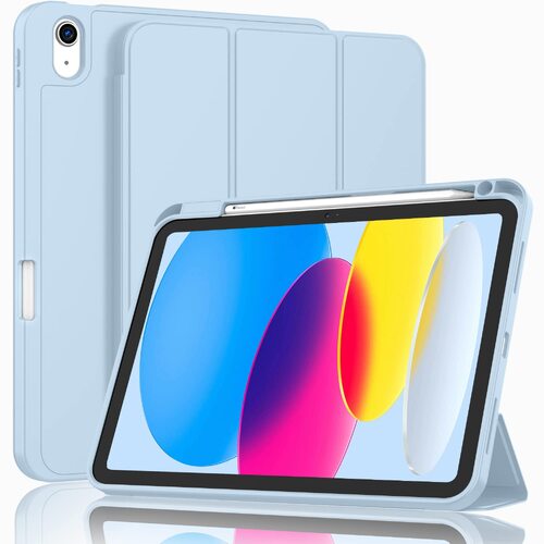 iPad 10th Case 10.9 Inch 2022 with Pencil Holder, Smart iPad Case with Soft TPU Auto Wake Sleep Sky Blue - Main Image
