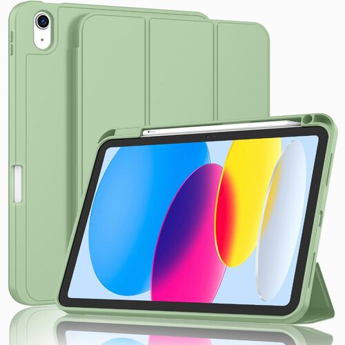 iPad 10th Case 10.9 Inch 2022 with Pencil Holder, Smart iPad Case with Soft TPU Auto Wake Sleep Green - Main Image