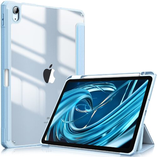 iPad 10th Case 10.9 Inch 2022 with Pencil Holder, Smart iPad Clear Case with Soft TPU Auto Wake Sleep Sky Blue - Main Image