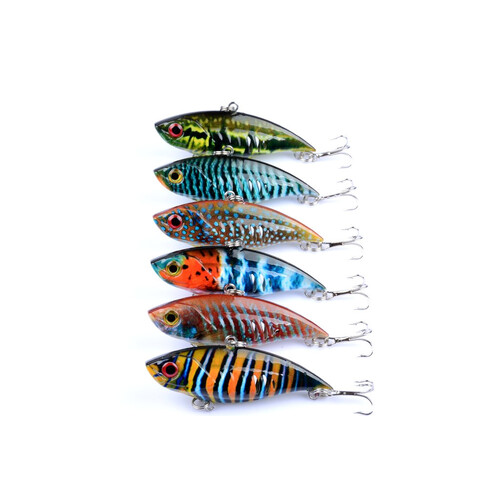 6x 6.5cm Vib Bait Fishing Lure Lures Hook Tackle Saltwater - Main Image