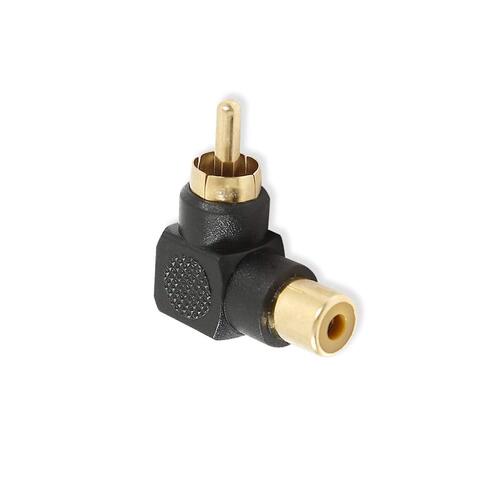 RCA Male to RCA Female Right Angle Adapter 90 Degree Connector Black - Main Image