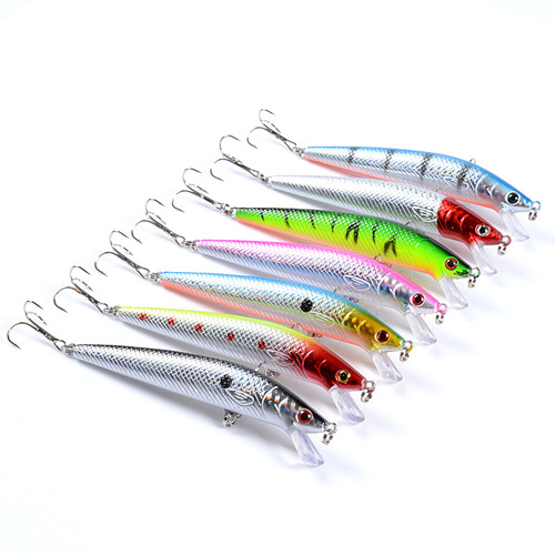 7x Popper Minnow 11.8cm Fishing Lure Lures Surface Tackle Fresh Saltwater - Main Image