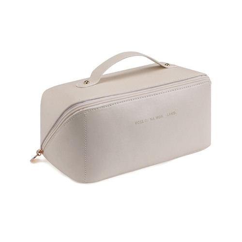 Large Travel Cosmetic Bag Portable Make up Makeup Bag Waterproof PU Leather Storage White - Main Image