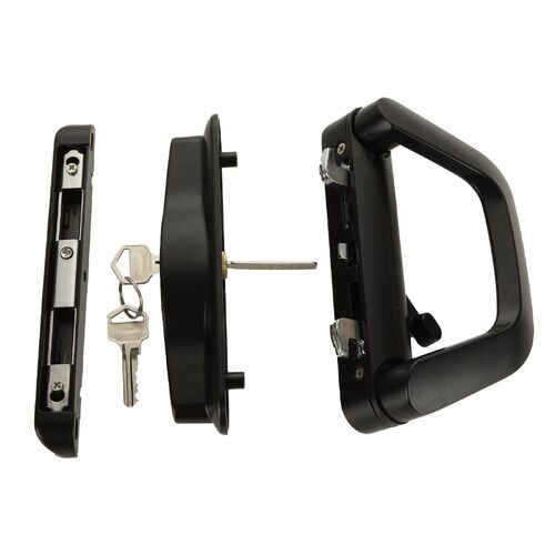 Sliding Patio Door Handle Set Mortise Lock Suitable for Sliding Glass Patio Door Keyed Black - Main Image