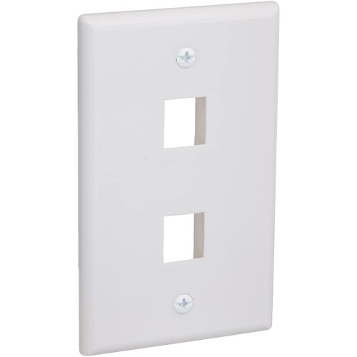 2 Port QuickPort outlet Wall Plate face plate, two Gang White - Main Image
