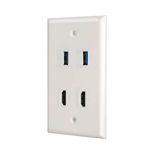 2 USB3.0 + 2 HDMI Port Component Composite Wall Face Plate Panel - Main Image
