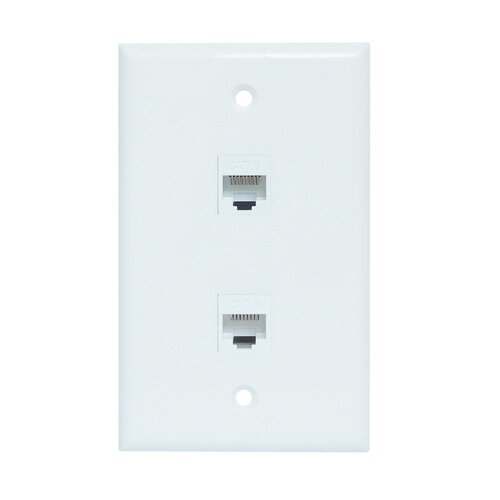 Ethernet Wall Plate 2 Port Cat6 Ethernet Cable Wall Plate Adapter - Main Image