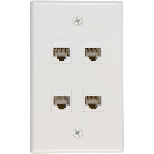 Ethernet Wall Plate 4 Port Cat6 Ethernet Cable Wall Plate Adapter - Main Image