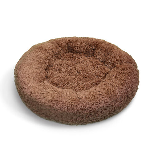 Pet Dog Bedding Warm Plush Round Comfortable Nest Sleeping kennel Coffee M 70cm - Main Image