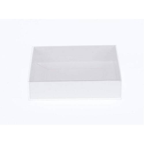 10 Pack of 8cm Square Wedding Invitation Coaster Favor Function product Presentation Cookie Biscuit Patisserie Gift Box - 2cm deep - White Card with C - Main Image
