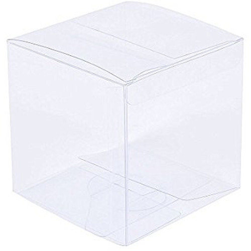 50 Pack of 7cm Clear PVC Plastic Folding Packaging Small rectangle/square Boxes for Wedding Jewelry Gift Party Favor Model Candy Chocolate Soap Box - Main Image