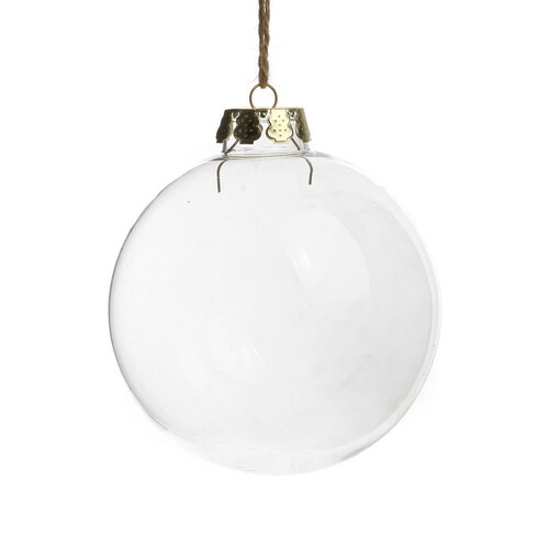 50 Bulk Buy Pack of Glass Bauble 10cm Diameter Round Clear with Silver Cap - table or tree centrepice personal memory theme craft gift - Main Image