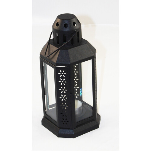 Black Metal Miners Lantern Summer Wedding Home Party Room Balconey Deck Decoration 21cm Tealight Candle - Main Image