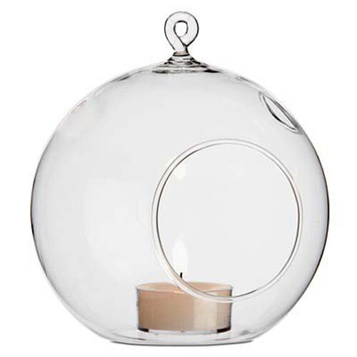 50 Wholesale Lot of Hanging Clear Glass Ball Tealight Candle Holder  - 10cm Diameter / High - Wedding Globe Decoration Terrarium Succulent Plant Mini  - Main Image