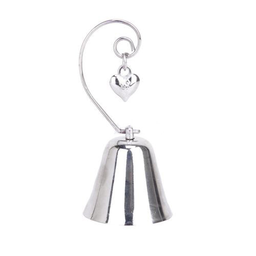 50 Pack of Silver Wedding Kissing Bell Name Card Stand Holder with Heart in Ring Bomboniere Favour Gift - Main Image