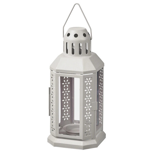 5 Pack of Grey Metal Miners Lantern Summer Wedding Home Party Room Balconey Deck Decoration 21cm Tealight Candle - Main Image