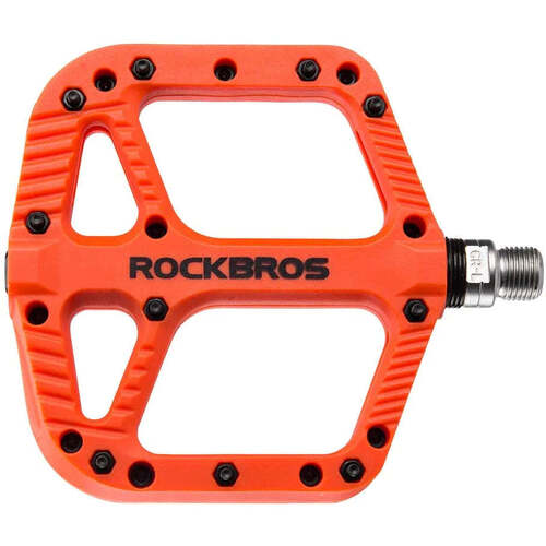 Extra Large MTB Flat Pedal Orange Nylon Composite 208g Stud Pin Grips ORANGE Rockbros - Main Image