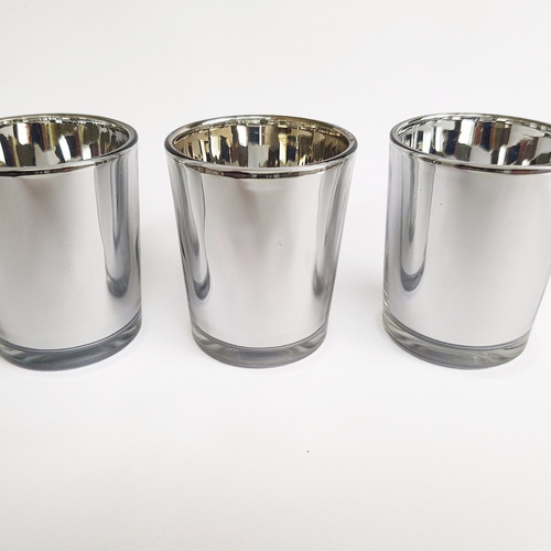 10 Pack Silver Mercury Glass Votive Candle Holders Set For Wedding, Bridal And Baby Shower, Party Function or Home Decor - Main Image