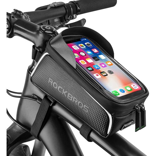 Top Tube Bike Bag With Phone Case Holder Plastic Cover for MTB Mountain Road Commuter Ebike Tourer or Scooter Rockbros - Main Image