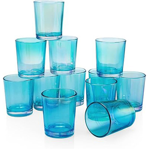 20 Pack Turquoise Glass Votive Tealight Candle Holders House Party Cenrepiece Xmas Wedding Decor Glass Candlestick Party Decorations Bridal Baby Showe - Main Image