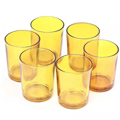 10 Pack Yellow Glass Votive Candle Holders Table Centreoieces  Xmas Wedding Anniversary Event Recption Party Function or Home Decor - Main Image