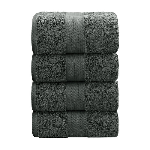 Linenland 4 Piece Cotton Bath Towels Set - Charcoal - Main Image