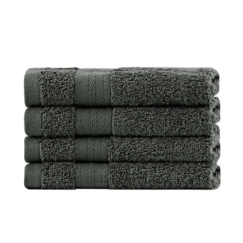 Linenland Bath Towel Set - 4 Piece Cotton Washcloths - Charcoal - Main Image