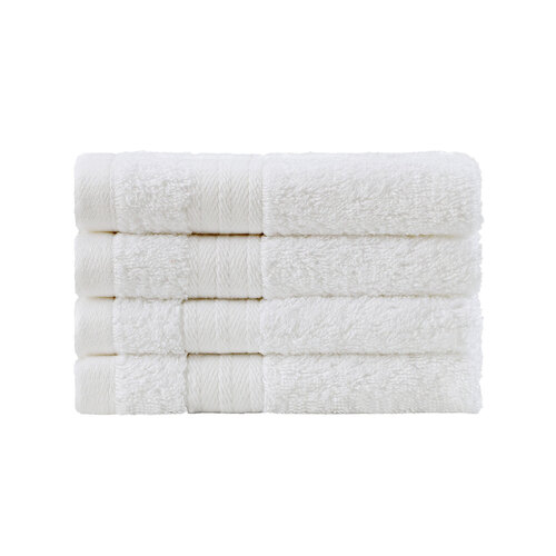 Linenland Bath Towel Set - 4 Piece Cotton Washcloths - White - Main Image