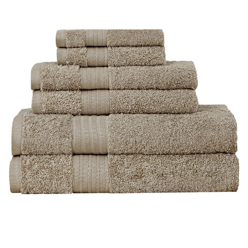 Luxury 6 Piece Soft and Absorbent Cotton Bath Towel Set - Sandstone - Main Image