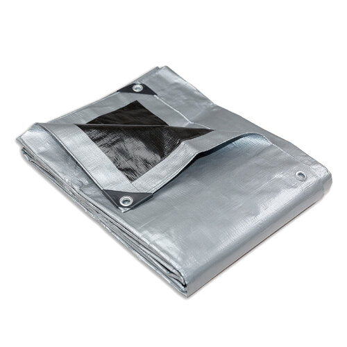 Heavy Duty Silver Black Tarp Tarpaulin 5.5x7.3m - Main Image