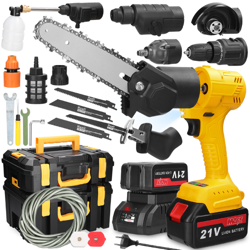 7in1 Multi-function Rechargeable Li-ion Electric Machine Set Electric Hammer Drill Chainsaw Conversion Tool Set Power Tool Kit - Main Image