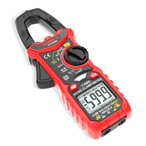 KAIWEETS HT206D Digital Clamp Meter T-RMS 6000 Counts, Multimeter Voltage Tester Auto-ranging, Measures Current Voltage Temperature Capacitance Resist - Main Image