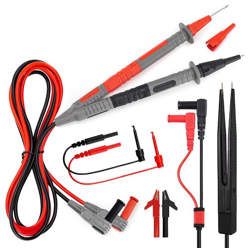 KAIWEETS Soft Silicone Electrician Test Leads Kit CAT III 1000V & CAT IV 600V with Alligator Clips and Needle Probe for Fluke/AstroAI/INNOVA Multimete - Main Image