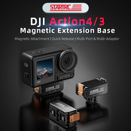 STARTRC Action 5 Pro Magnetic Adapter Mount for DJI Osmo Action 5 Pro/Action 4/Action 3 Quick Release Adapter with Connection Adapter Extension Base A - Main Image