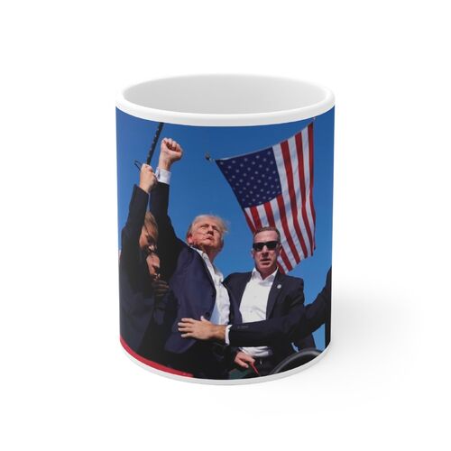 Ceramic Coffee Cups, 11oz, Trump Rally 2024 DJT Pro Trump Mug - Main Image