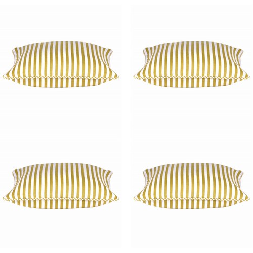 Pack of 4 Dandi Mustard Yellow & White Striped Square Cushion Covers 40x40cm - Main Image