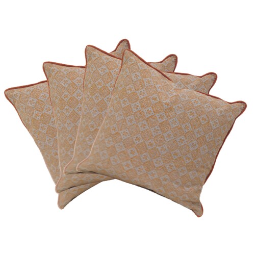Pack of 4 Azuk Orange & Grey Cushion Covers 50cm x 50cm - Main Image