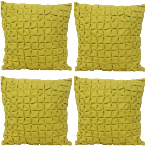 Pack of 4 Flux Mustard Yellow 3D Textured 45cm x 45cm Cushion Covers - Main Image
