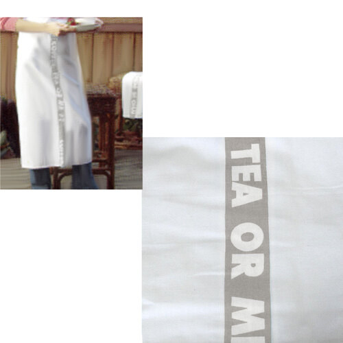 Coffee, Tea or Me Taupe White Master Chef Half Cotton Apron 86 x 96 cm - Main Image