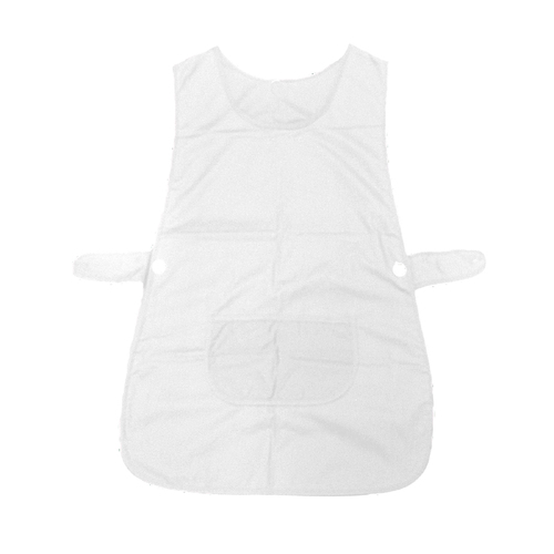 Ladies Women Side Button Tabard Apron 50x80 cm White - Main Image