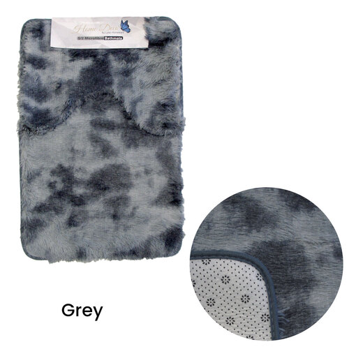 2 Pce 2-Toned Extra Light Weighted Shaggy Fluffy Bath Mat Set Grey - Main Image