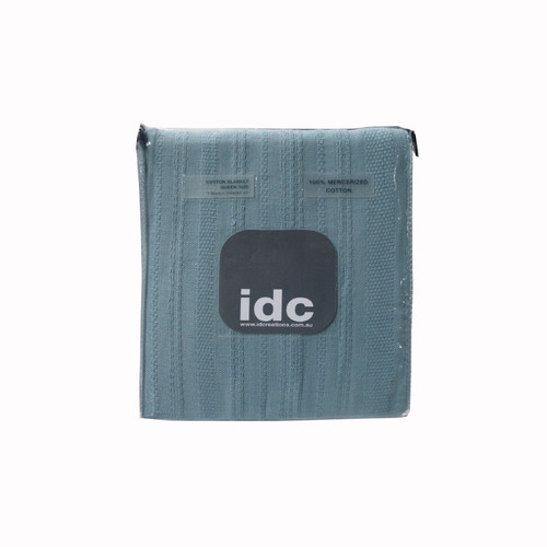 IDC Homewares 400GSM 100% Mercerized Cotton Blanket Blue Queen - Main Image