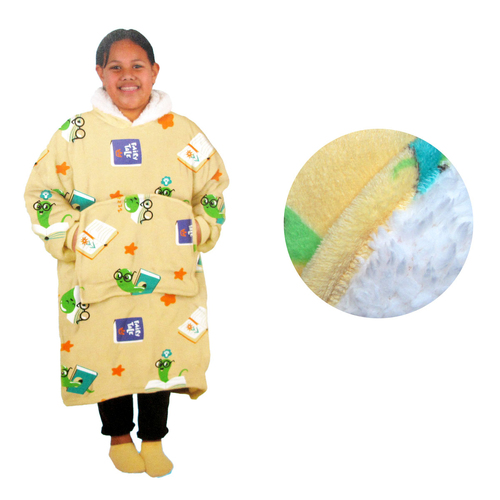 Girls Comfy Warm Blanket Hoodie with Sherpa Fleece Reverse Bookworm - Main Image