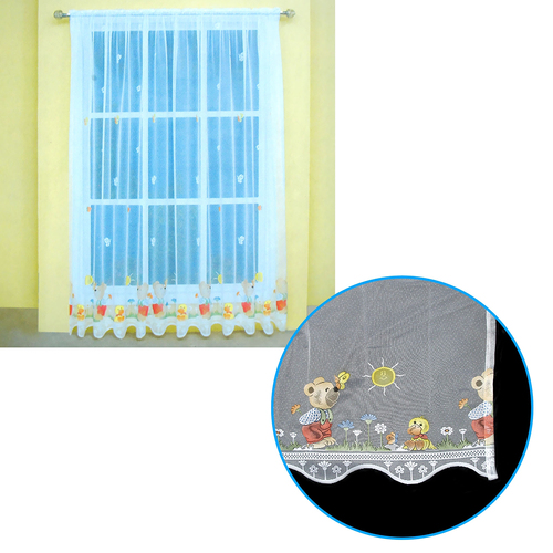 One Piece Kids CuteSheer Lace Curtain Teddy Garden - Main Image