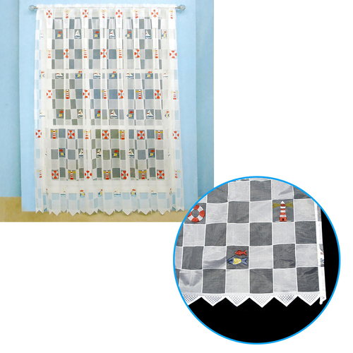 One Piece Kids CuteSheer Lace Curtain Under The Sea Sailing Boat - Main Image