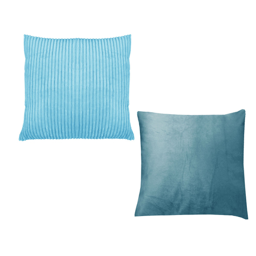 Pair of Calico Cordury Cushions Sky - Main Image
