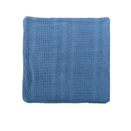 Cotton Knitted Cushion Cover Herringbone Blue - Main Image