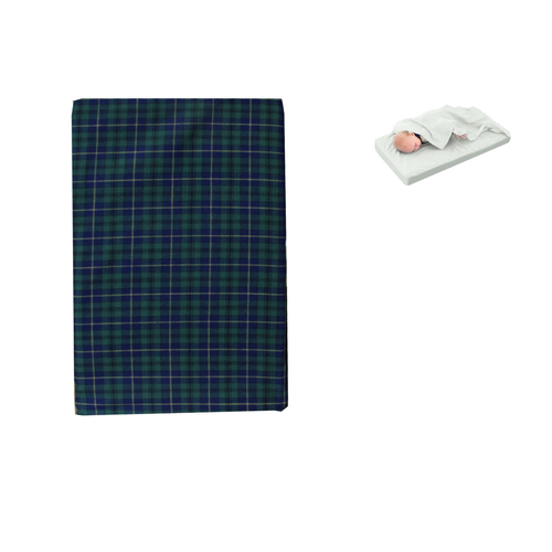 Tartan Blue Green Bassinet Fitted Sheet with a Flat Sheet Sewed Attached - Main Image