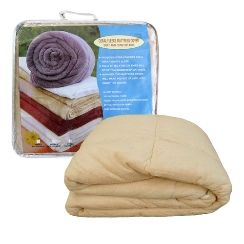 Sand Coral Fleece Soft and Warm Mattress Underlay Double - Main Image