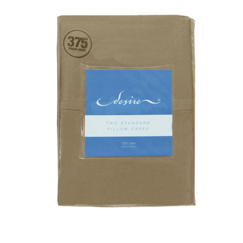 Pair of Cotton Standard Pillowcases 375TC Latte - Main Image
